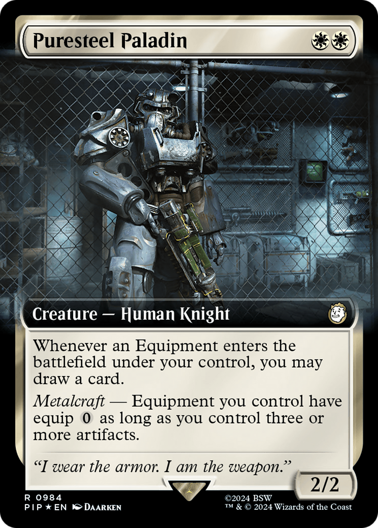 Puresteel Paladin (Extended Art) (Surge Foil) [Fallout] | Grognard Games