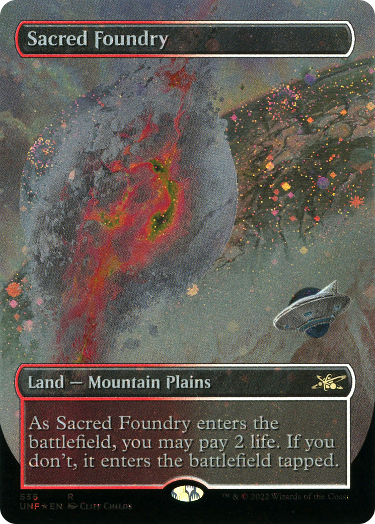 Sacred Foundry (Borderless) (Galaxy Foil) [Unfinity] | Grognard Games