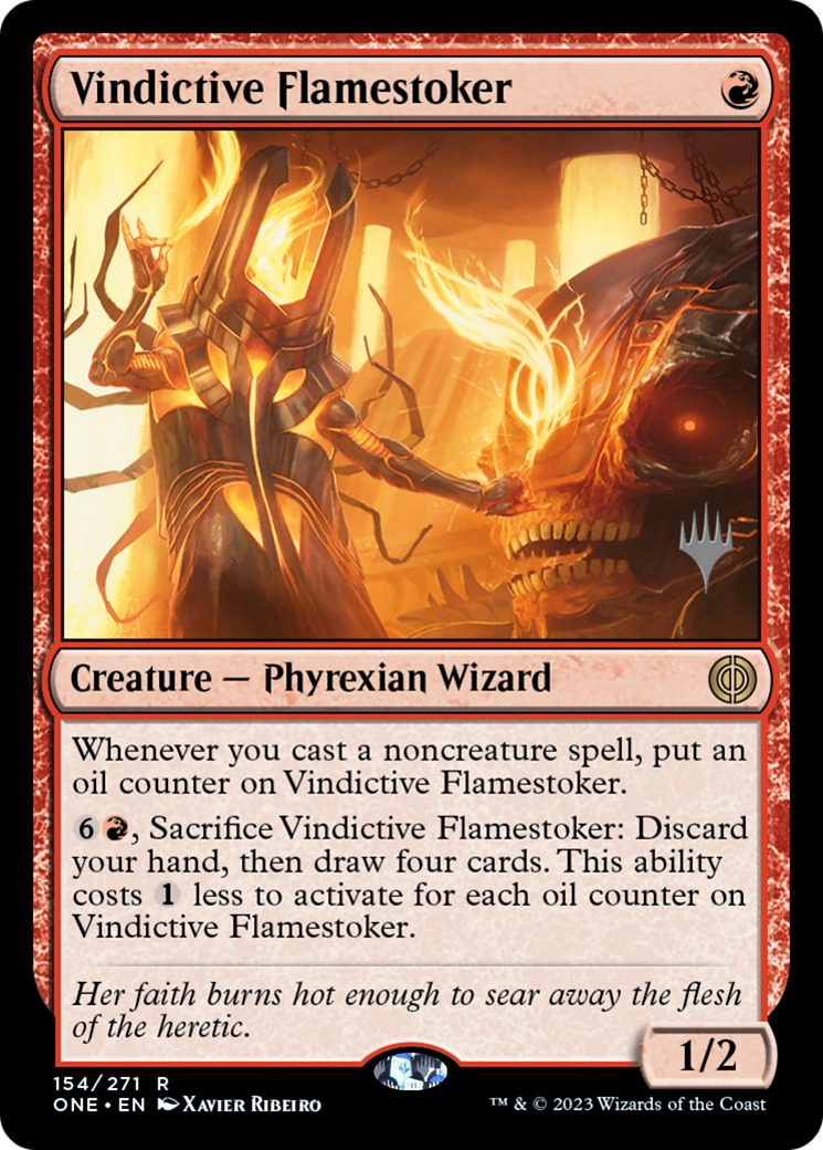 Vindictive Flamestoker (Promo Pack) [Phyrexia: All Will Be One Promos] | Grognard Games