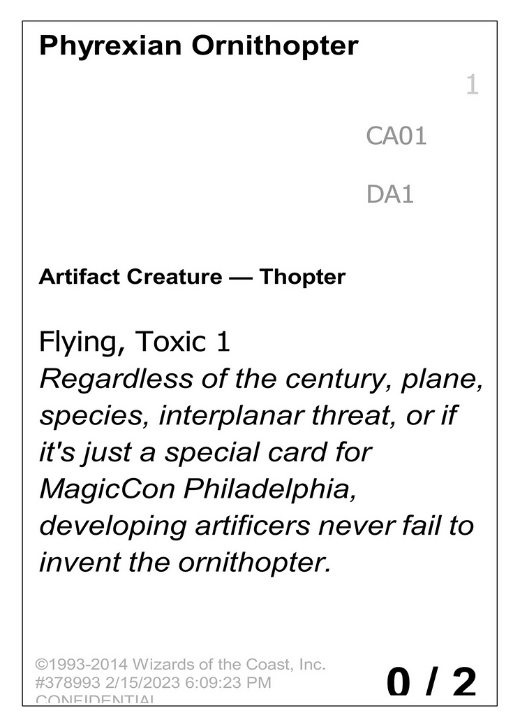 Phyrexian Ornithopter [Unknown Event] | Grognard Games