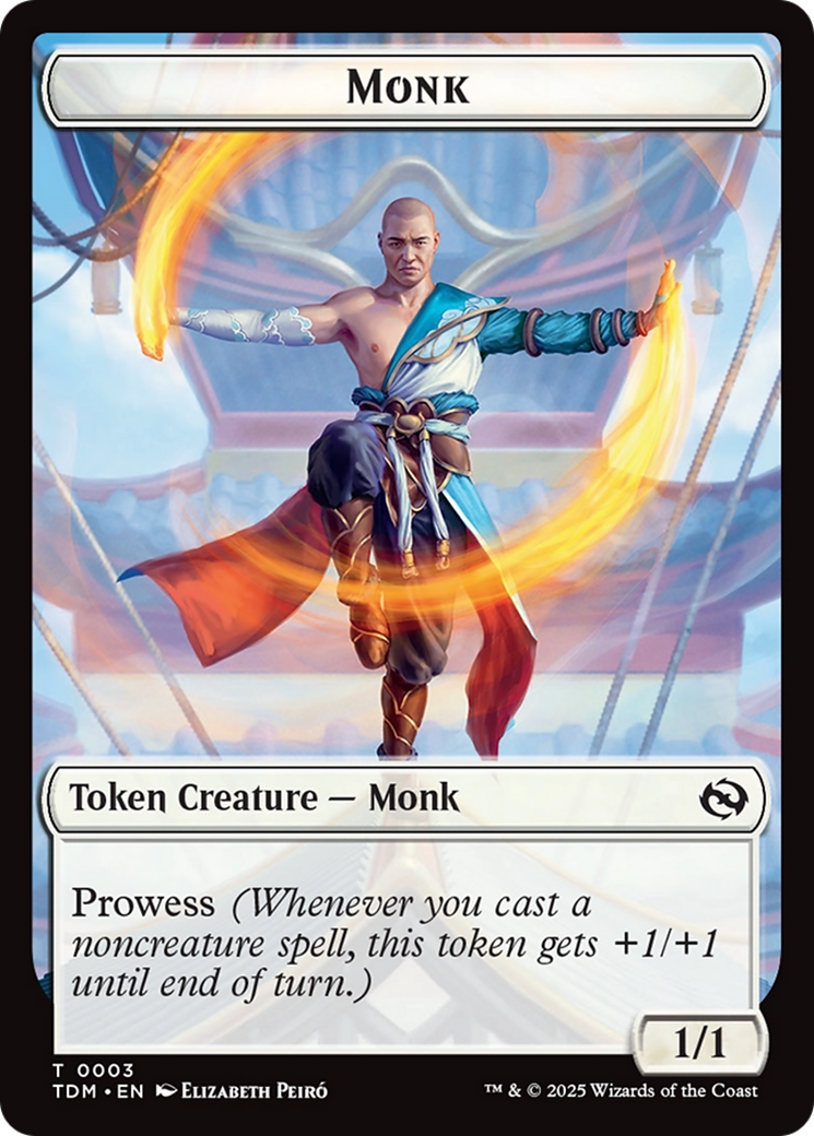 Bird // Monk Double-Sided Token [Tarkir: Dragonstorm Tokens] | Grognard Games