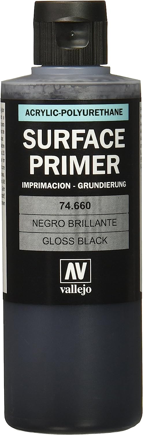 74.660 Vallejo Surface Primer - Gloss Black (200ml) | Grognard Games