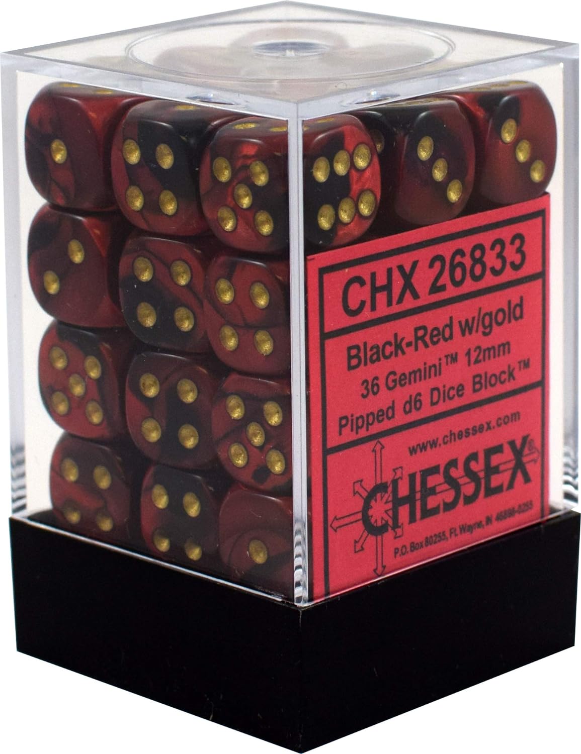 CHX26833 Gemini Black-red/gold 12mm (36) | Grognard Games