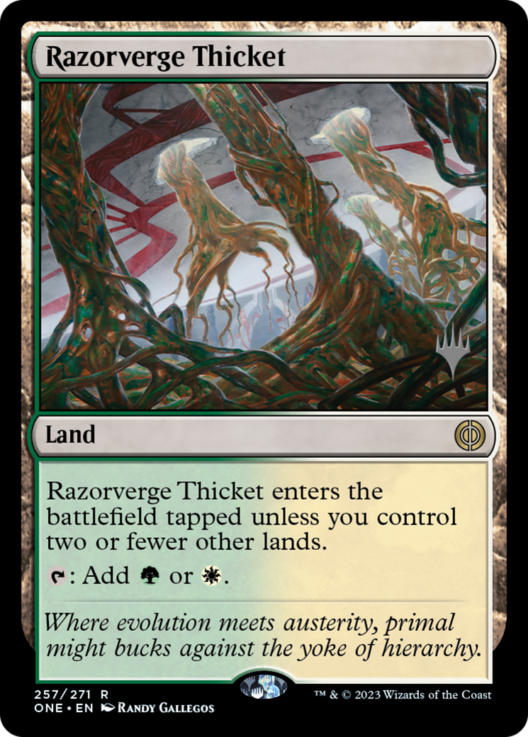 Razorverge Thicket (Promo Pack) [Phyrexia: All Will Be One Promos] | Grognard Games
