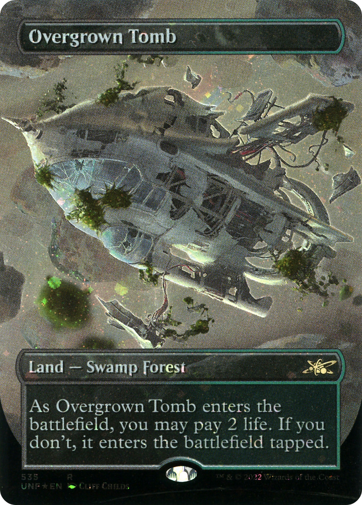 Overgrown Tomb (Borderless) (Galaxy Foil) [Unfinity] | Grognard Games