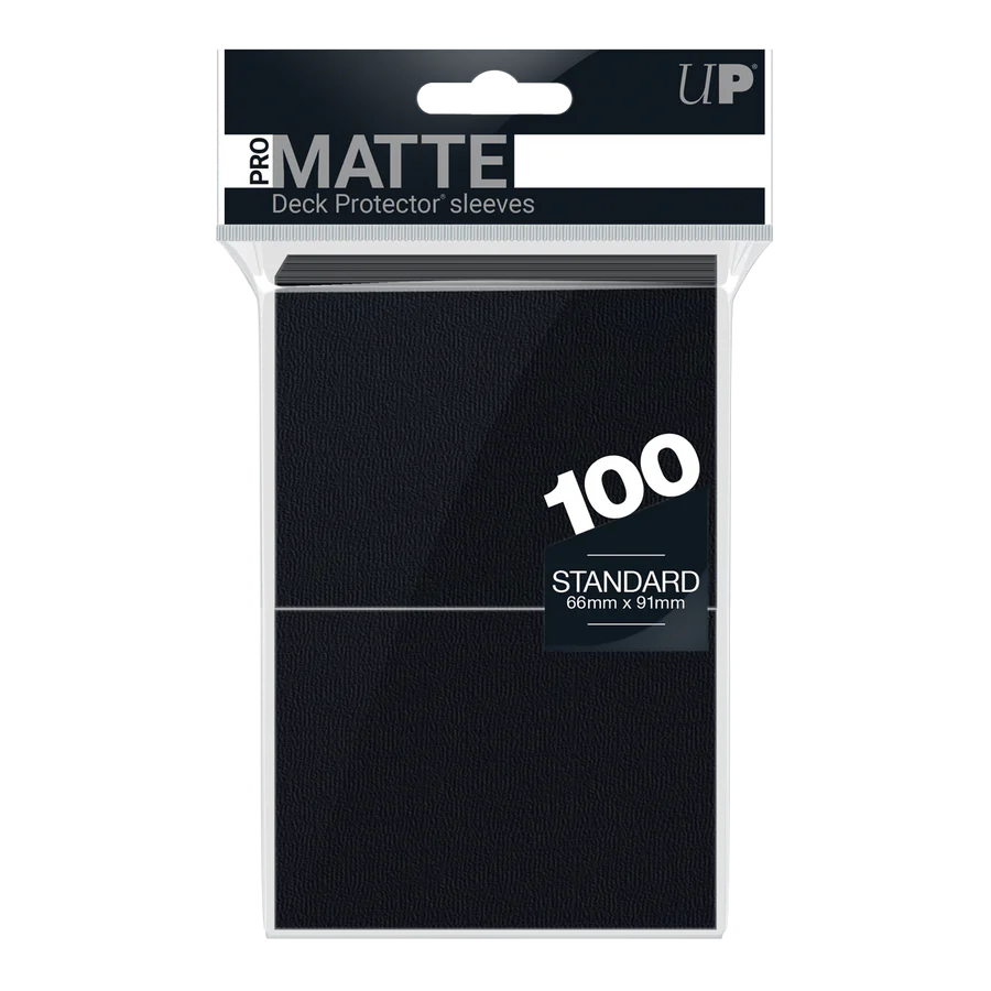 PRO-MATTE Standard Deck Protector Sleeves UP (100ct) (Black) | Grognard Games