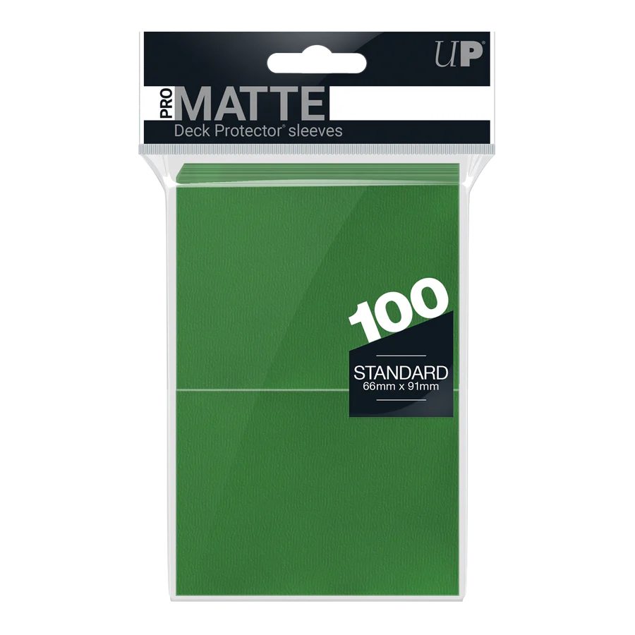 PRO-MATTE Standard Deck Protector Sleeves UP (100ct) (Green) | Grognard Games