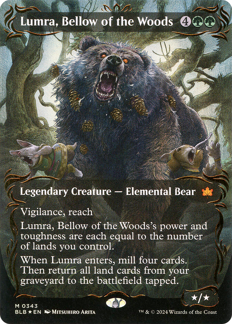 Lumra, Bellow of the Woods (Borderless) (Raised Foil) [Bloomburrow] | Grognard Games
