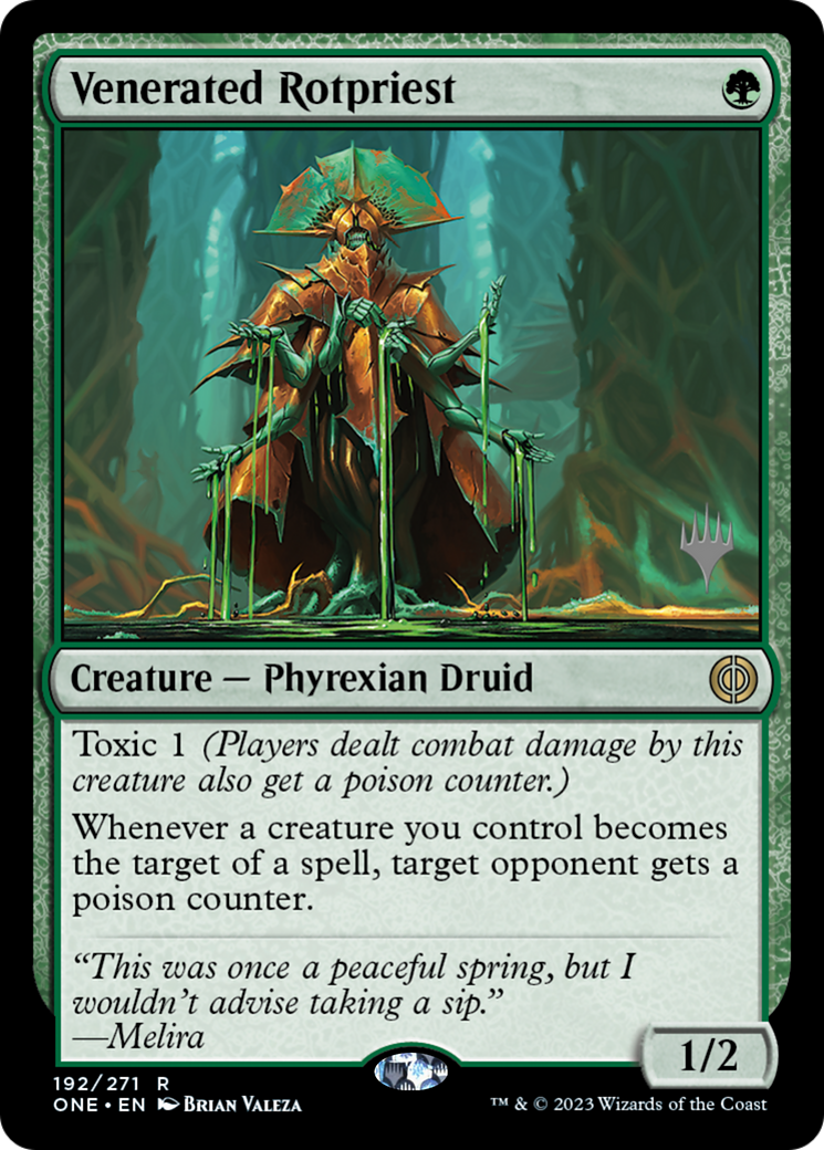 Venerated Rotpriest (Promo Pack) [Phyrexia: All Will Be One Promos] | Grognard Games