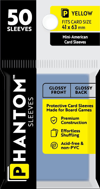 Phantom Sleeves Mini-American Card Sleeves Gloss Front/Gloss Back 50 ct | Grognard Games