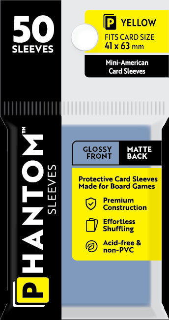 Phantom Sleeves Mini-American Card Sleeves Gloss Front/Matte Back 50 ct | Grognard Games