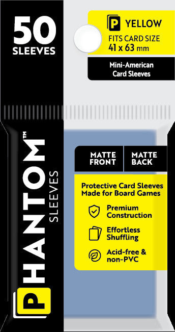 Phantom Sleeves Mini-American Card Sleeves Matte Front/Matte Back 50 ct | Grognard Games