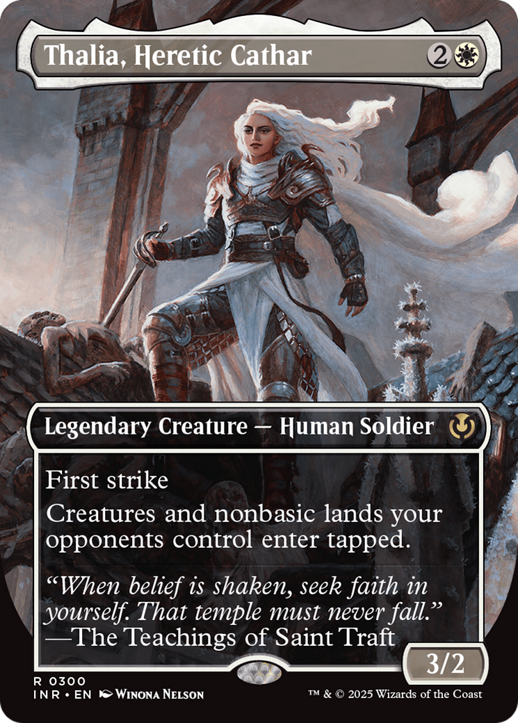 Thalia, Heretic Cathar (borderless) [Innistrad Remastered] | Grognard Games