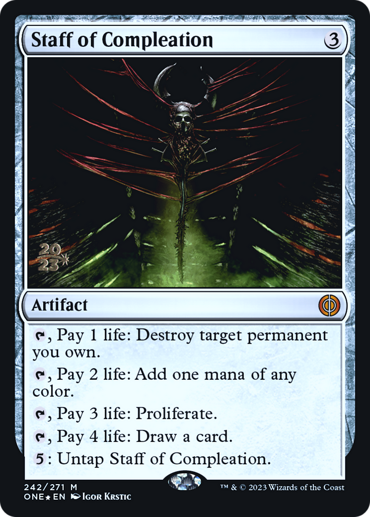 Staff of Compleation [Phyrexia: All Will Be One Prerelease Promos] | Grognard Games