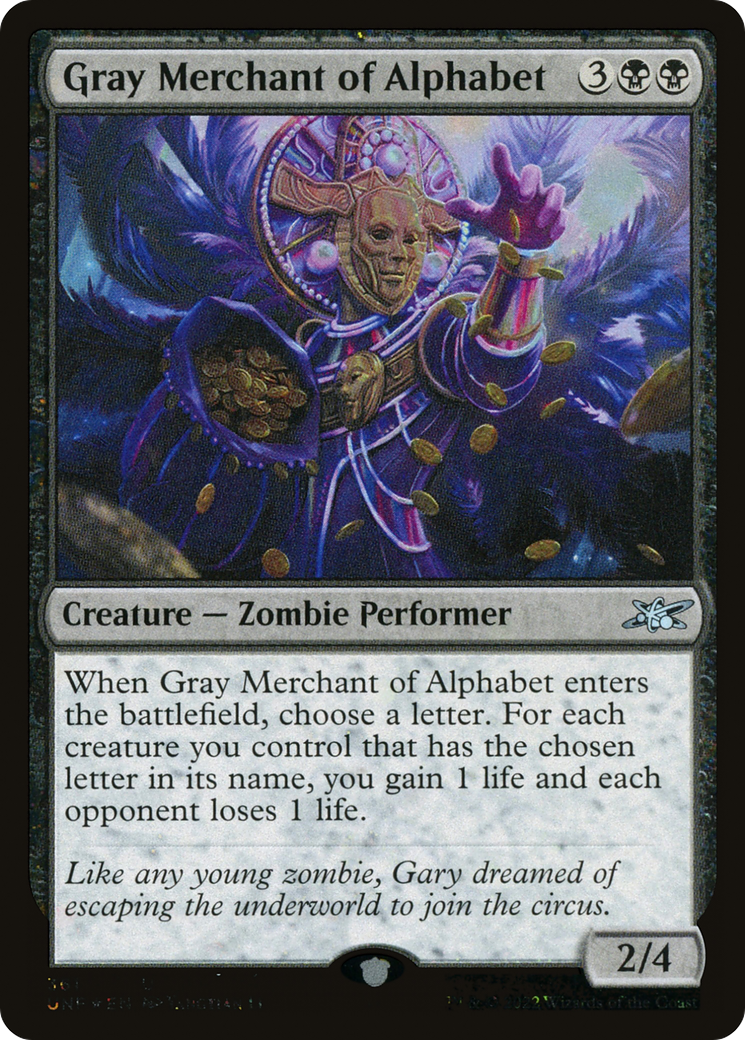 Gray Merchant of Alphabet (Galaxy Foil) [Unfinity] | Grognard Games
