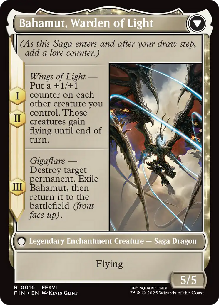 Dion, Bahamut's Dominant // Bahamut, Warden of Light (FIN-016) - FINAL FANTASY: (enchantment) Foil | Grognard Games