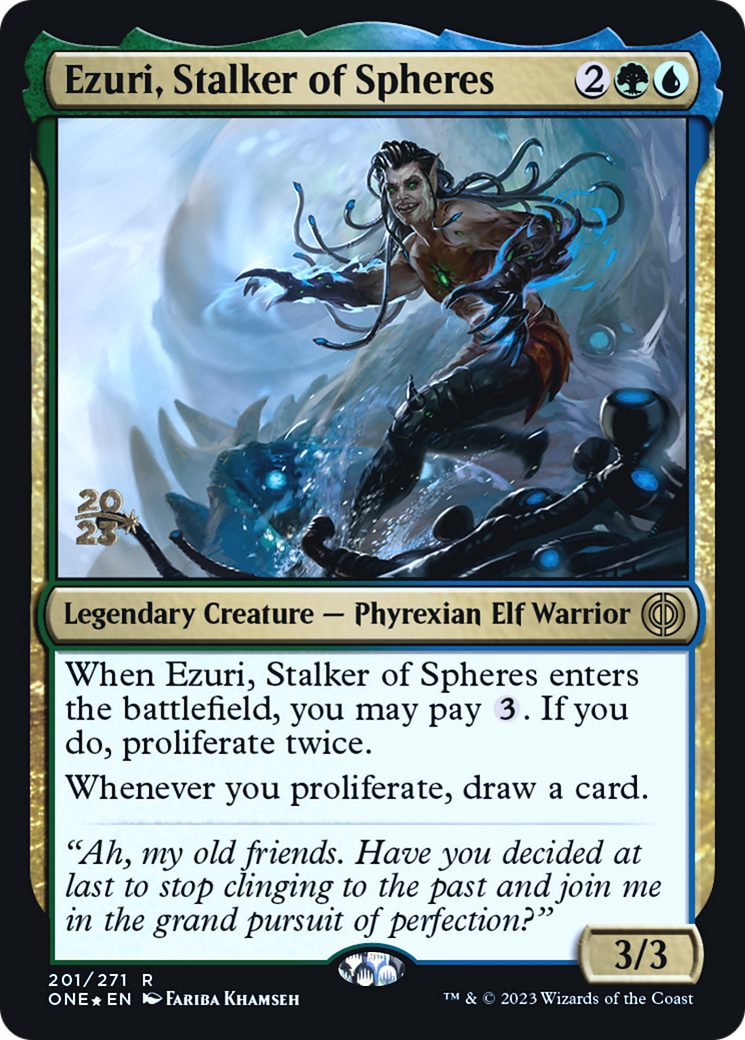 Ezuri, Stalker of Spheres [Phyrexia: All Will Be One Prerelease Promos] | Grognard Games