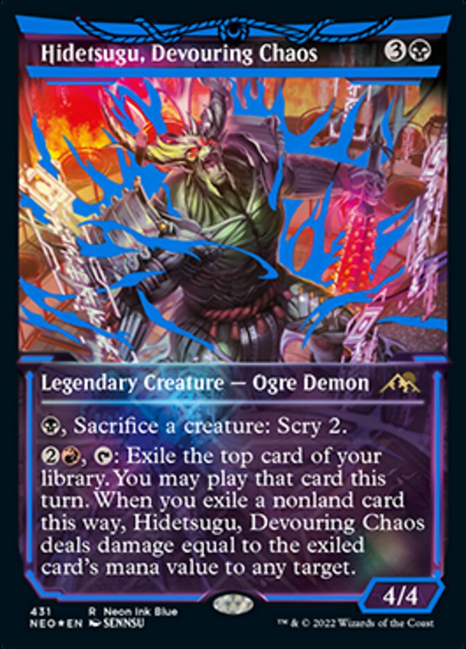 Hidetsugu, Devouring Chaos (Neon Ink Blue) [Kamigawa: Neon Dynasty] | Grognard Games