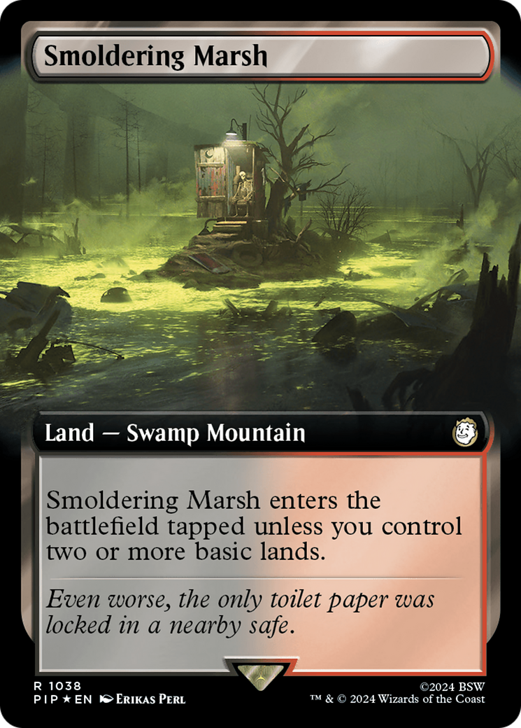 Smoldering Marsh (Extended Art) (Surge Foil) [Fallout] | Grognard Games