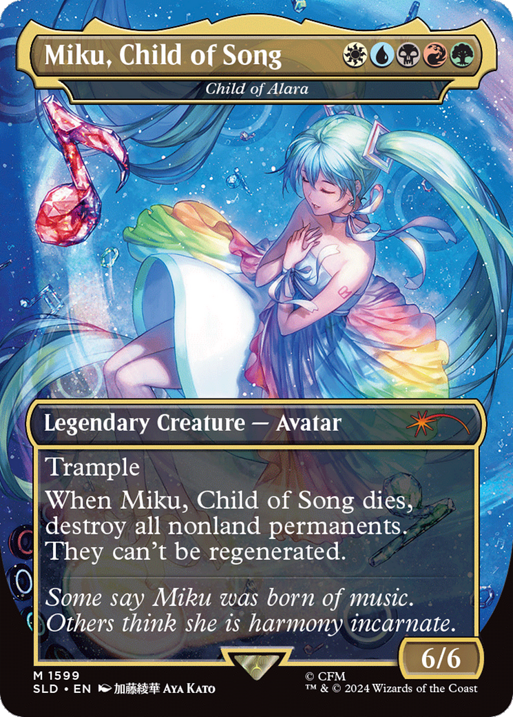 Child of Alara (SLD-1599) - Secret Lair Drop / Miku, Child of Song (Borderless) Foil | Grognard Games