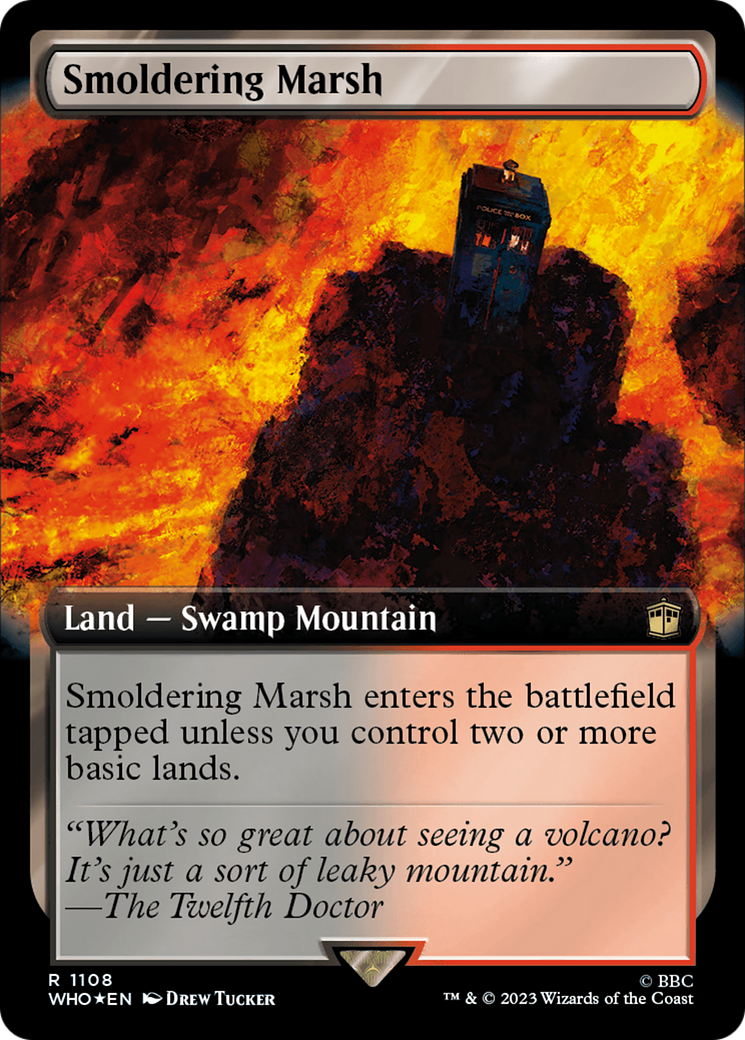 Smoldering Marsh (Extended Art) (Surge Foil) [Doctor Who] | Grognard Games