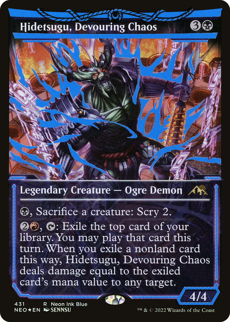 Hidetsugu, Devouring Chaos (Neon Ink Blue) [Kamigawa: Neon Dynasty] | Grognard Games