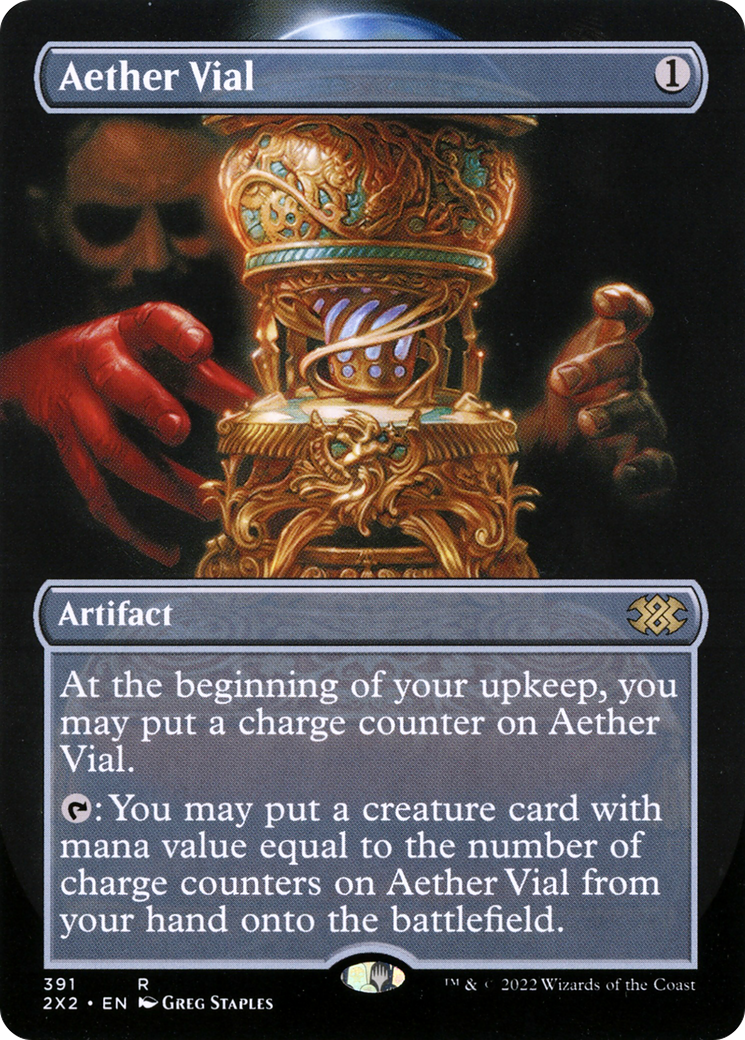 Aether Vial (Borderless Alternate Art) [Double Masters 2022] | Grognard Games