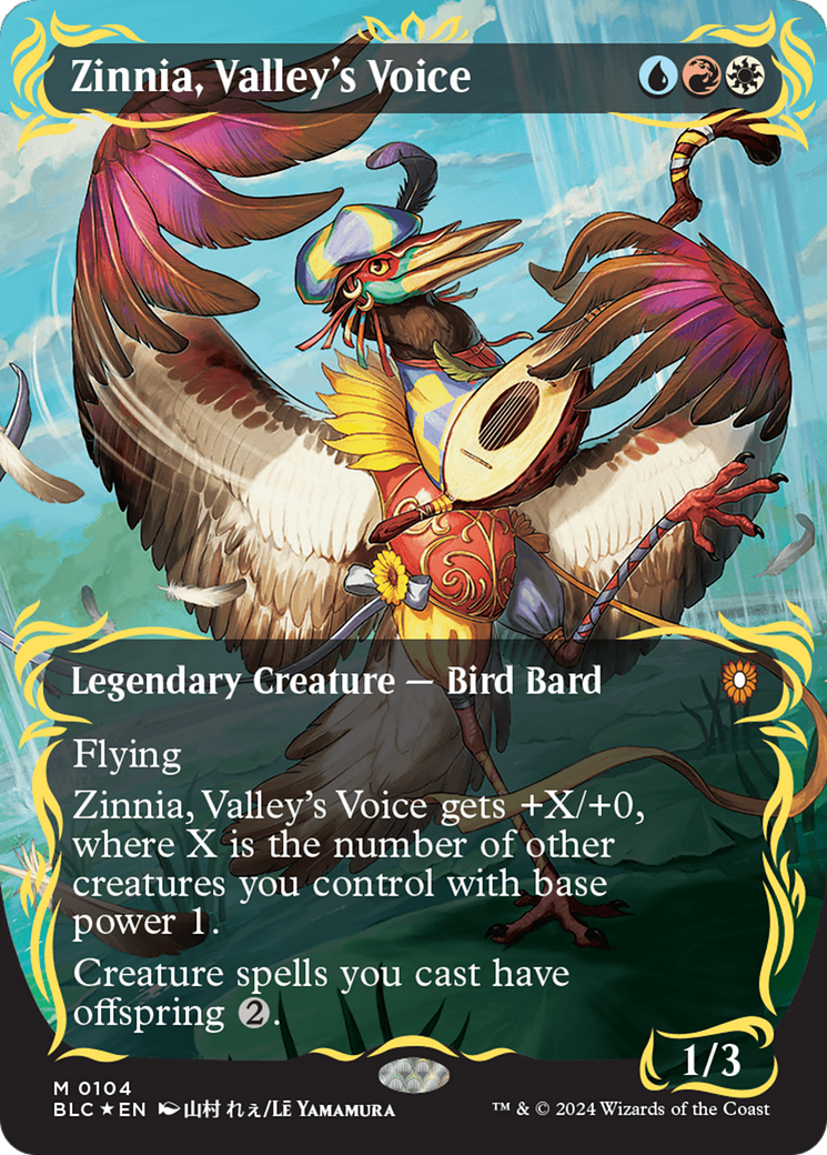 Zinnia, Valley's Voice (Borderless) (Raised Foil) [Bloomburrow Commander] | Grognard Games