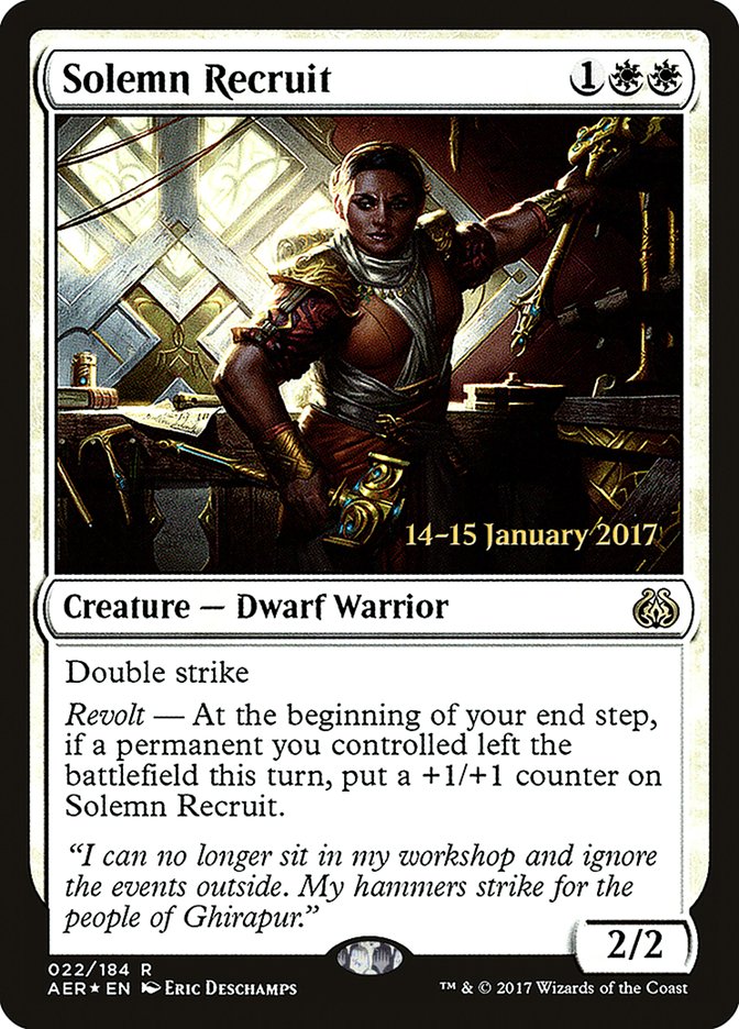 Solemn Recruit [Aether Revolt Prerelease Promos] | Grognard Games