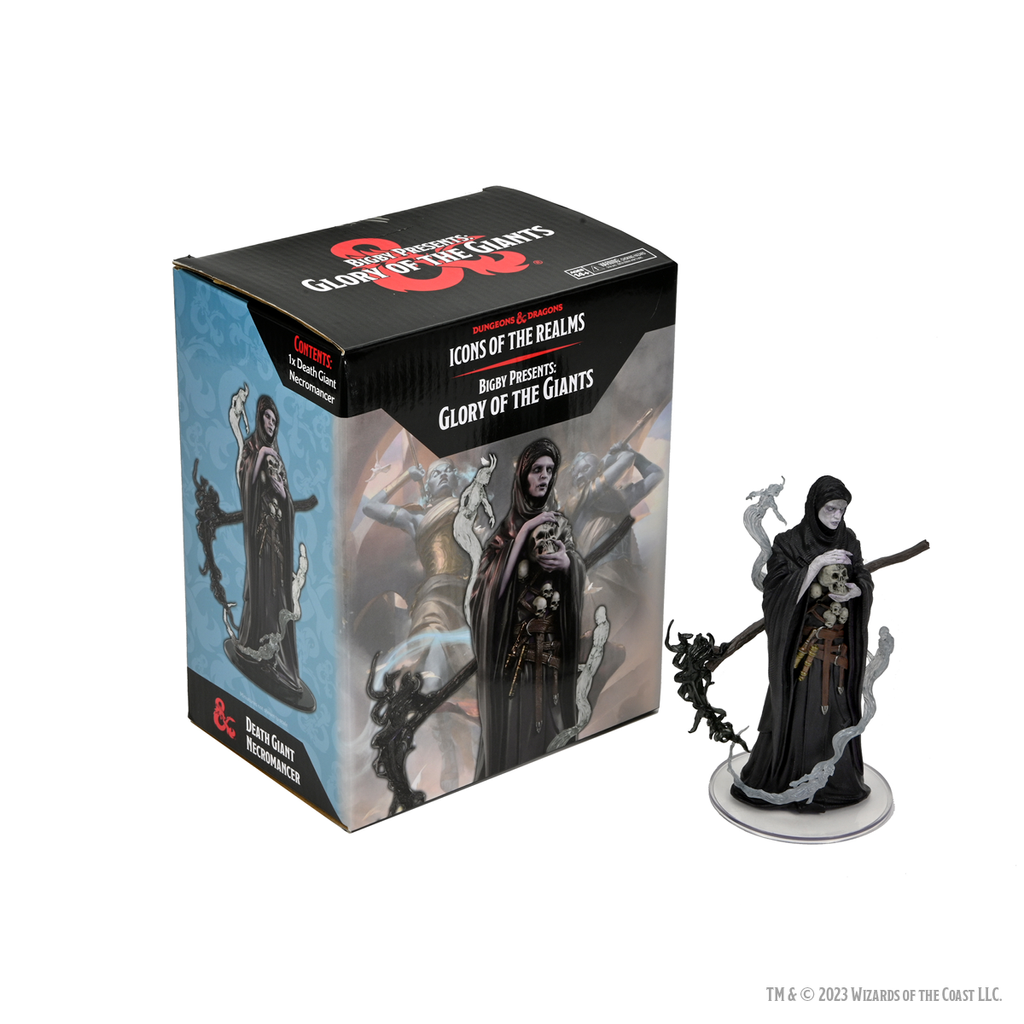 D&D ICONS OF THE REALMS: BIGBY PRESENTS: GLORY OF THE GIANTS - DEATH GIANT NECROMANCER - BOXED MINI | Grognard Games