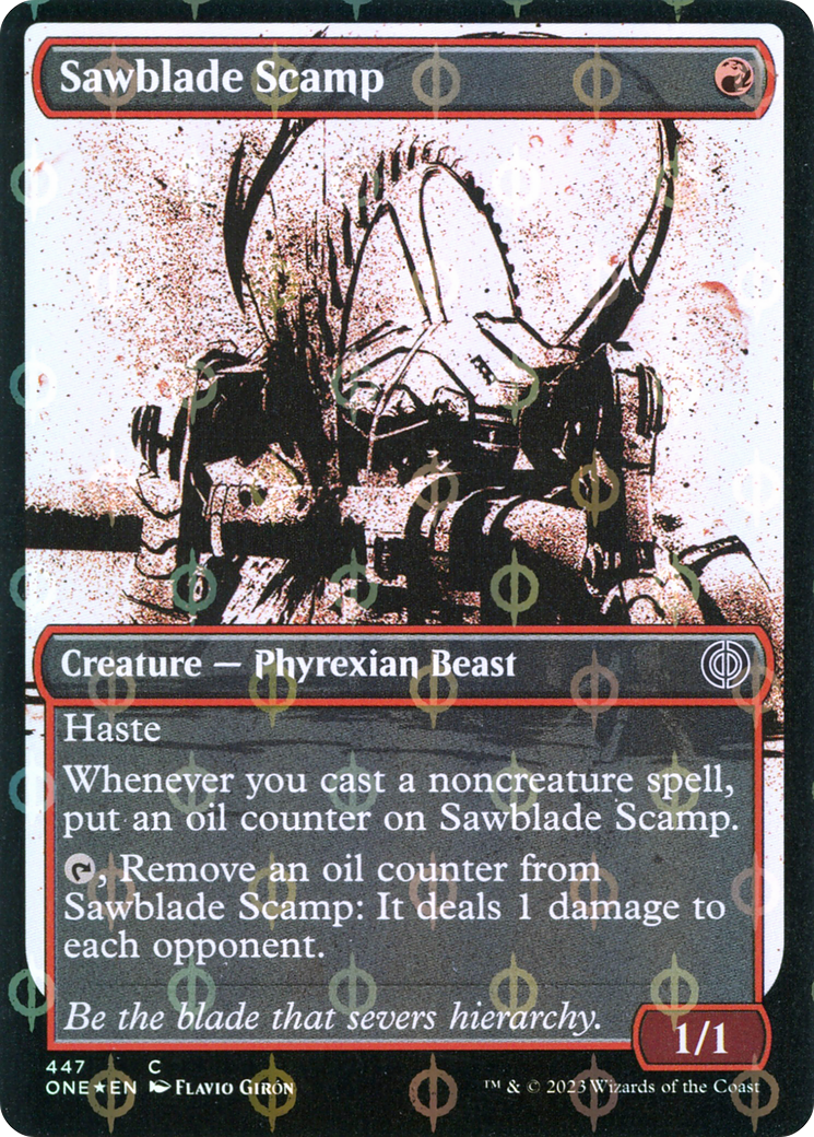 Sawblade Scamp (Showcase Ichor Step-and-Compleat Foil) [Phyrexia: All Will Be One] | Grognard Games