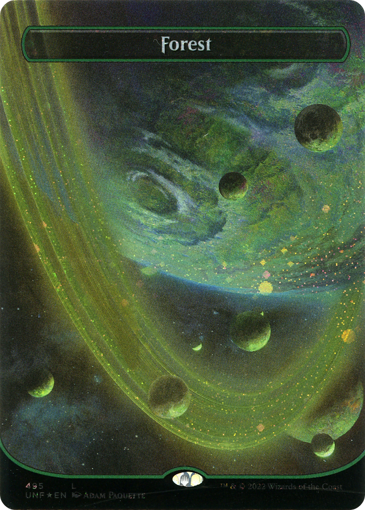 Forest (495) (Orbital Space-ic Land) (Galaxy Foil) [Unfinity] | Grognard Games