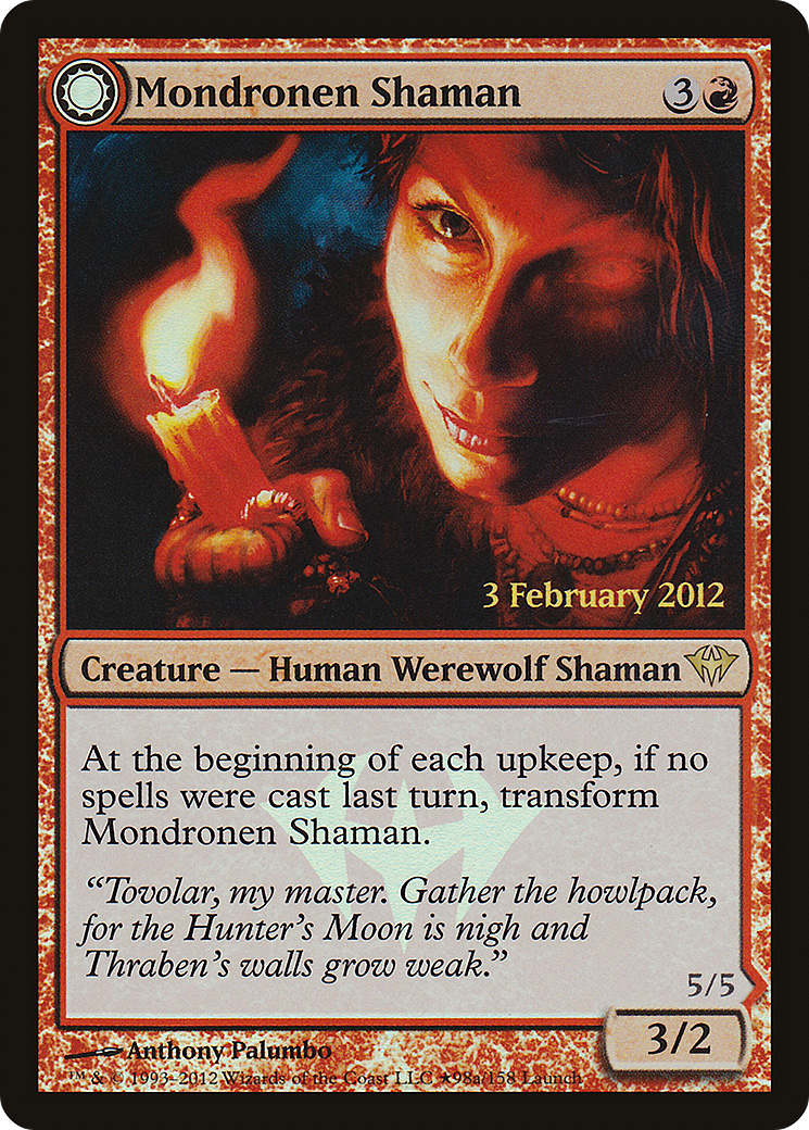 Mondronen Shaman // Tovolar's Magehunter (Launch) [Dark Ascension Promos] | Grognard Games