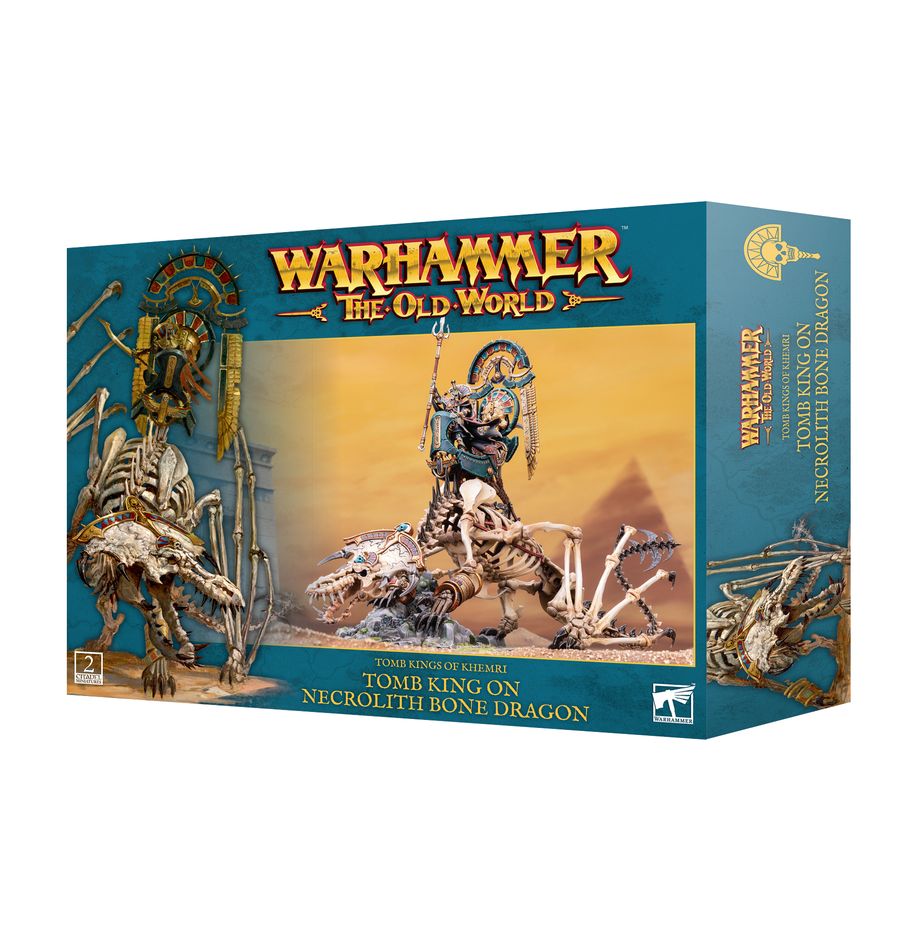 Tomb King on Necrolith Tomb Dragon | Grognard Games