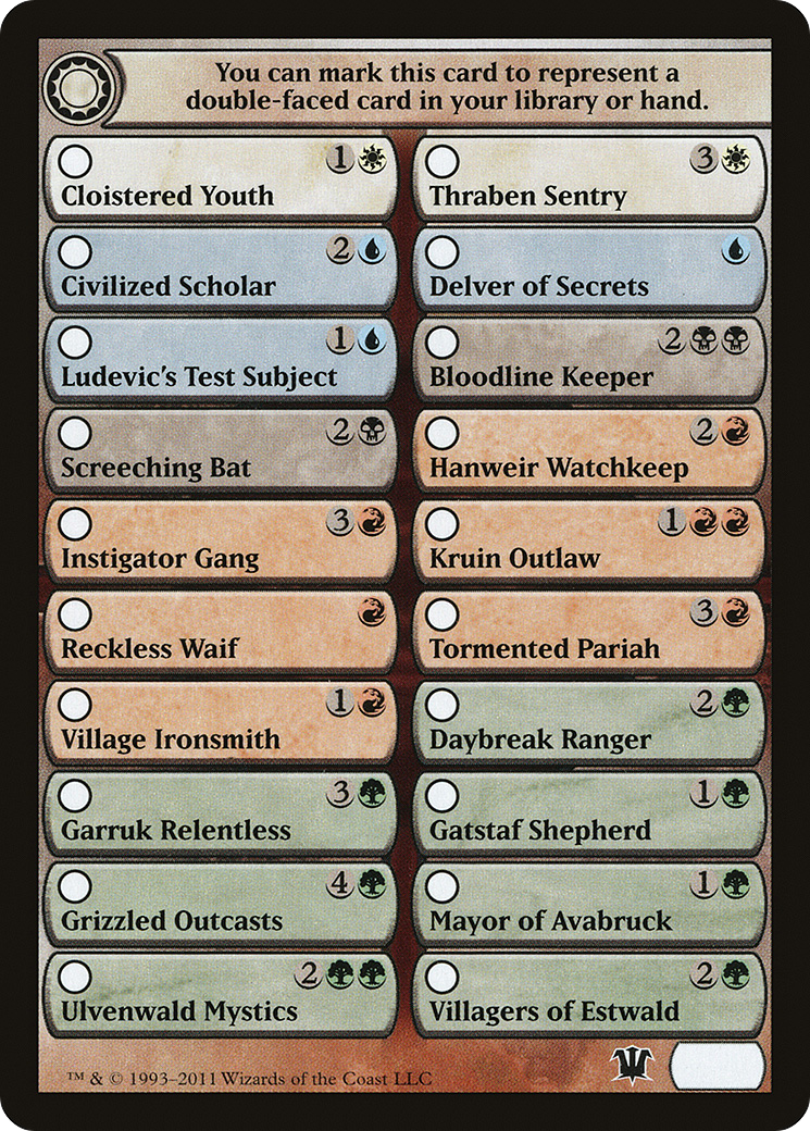 Innistrad Checklist [Innistrad Tokens] | Grognard Games