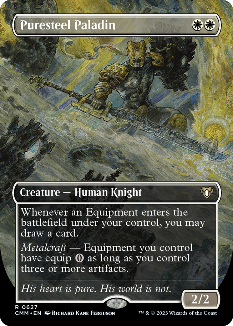 Puresteel Paladin (Borderless Alternate Art) [Commander Masters] | Grognard Games