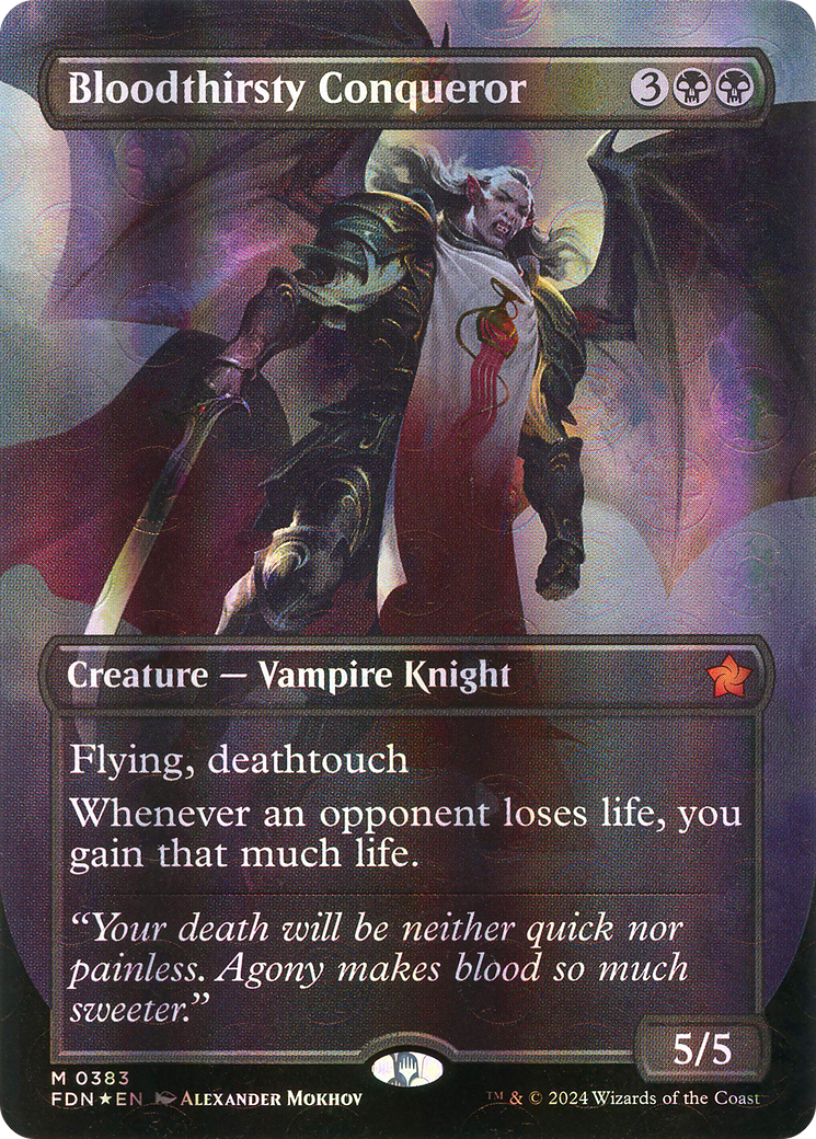 Bloodthirsty Conqueror (Borderless) (Mana Foil) [Foundations] | Grognard Games