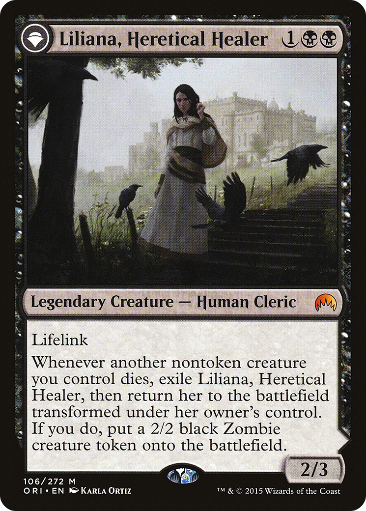 liliana cards mtg Magic The Gathering The List Mythic Rare Liliana, Heretical Healer // Liliana, Defiant Necromancer ORI-106 [Magic Origins]