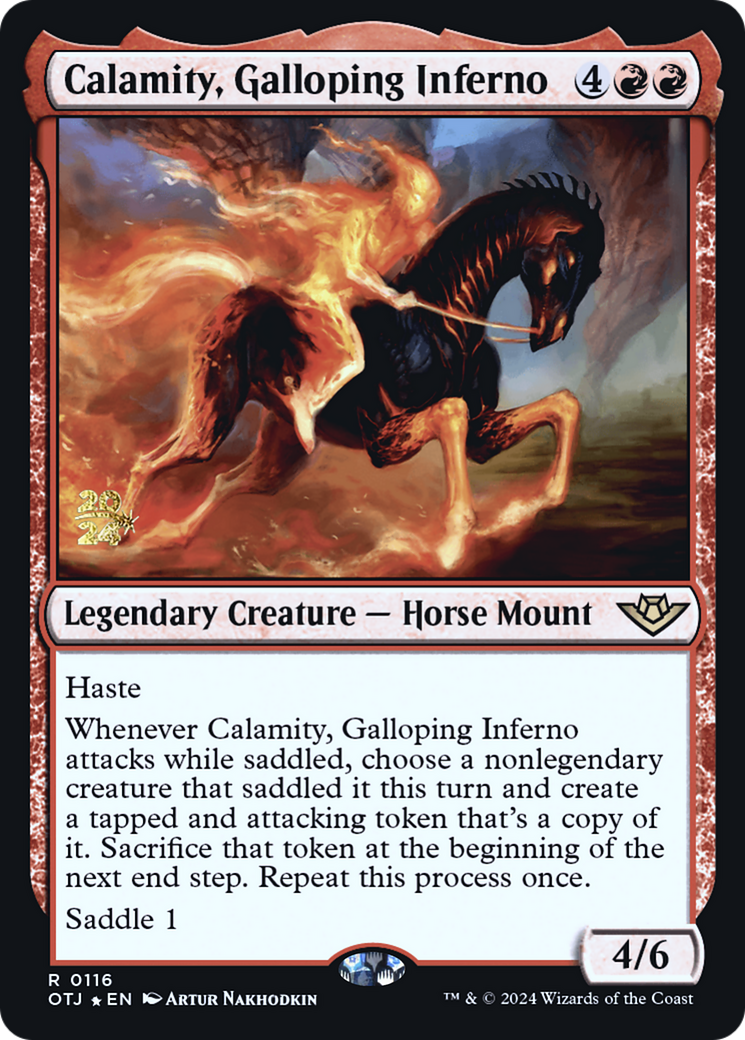 Calamity, Galloping Inferno [Outlaws of Thunder Junction Prerelease Promos] | Grognard Games