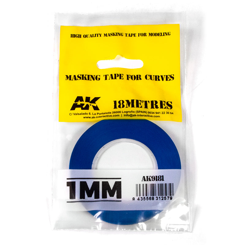 AK Blue Masking Tape for Curves - 1mm | Grognard Games