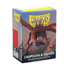 Dragon Shield Dual Matte Sleeves - Crimson & Silver | Grognard Games