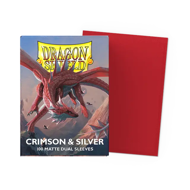 Dragon Shield Dual Matte Sleeves - Crimson & Silver | Grognard Games