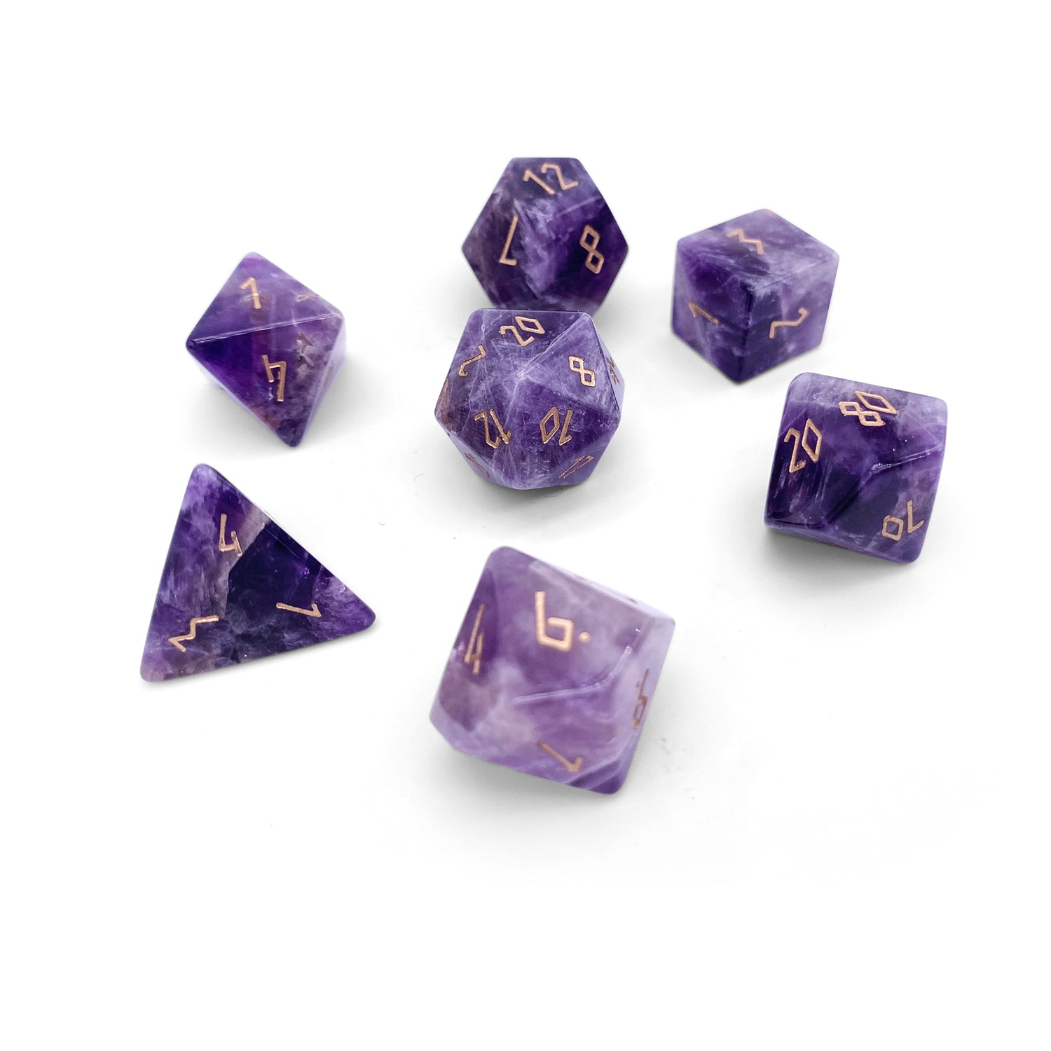 Amethyst - 7 Piece RPG Set Gemstone Dice | Grognard Games