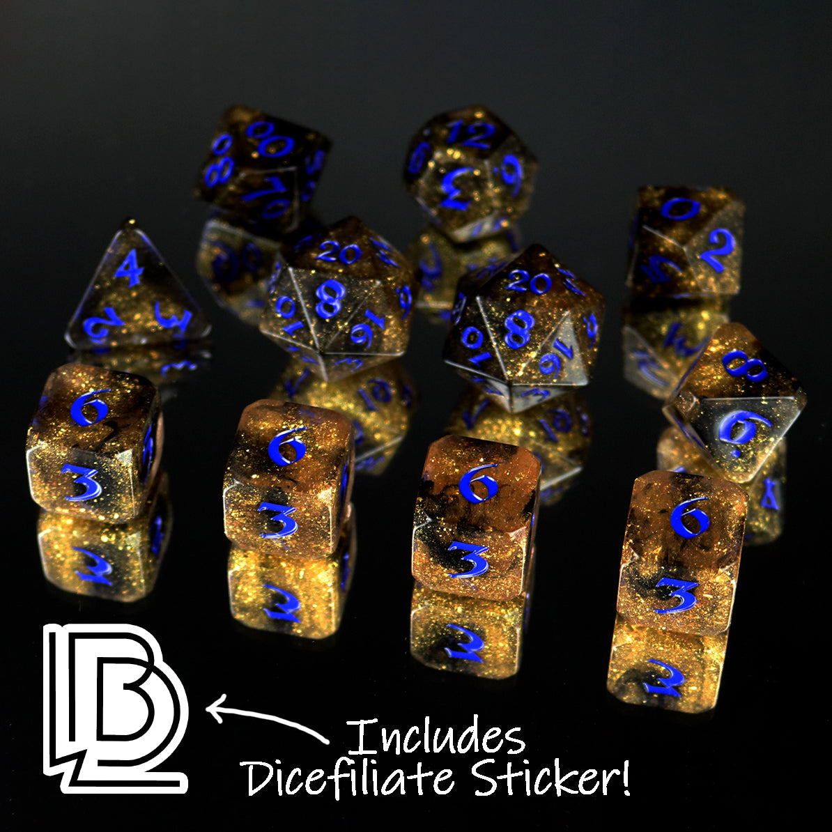 Die Hard Dice 7 Piece RPG set - Avalore Mintaka for B Dave Walters | Grognard Games