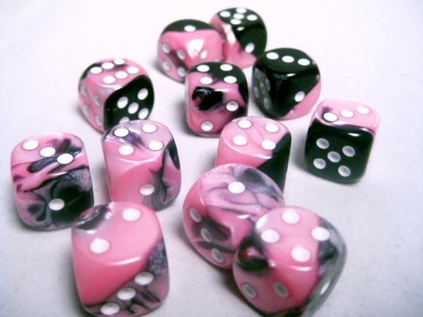 CHX26630 Gemini black-pink/white 16mm (12) | Grognard Games