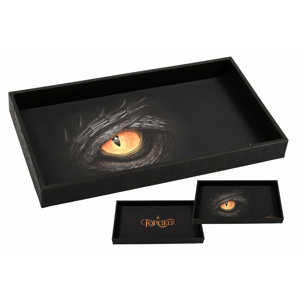 Black Dragon Eye 14" Dice Tray with Double Sided and Removable Neoprene Rolling Dice Mat | Grognard Games