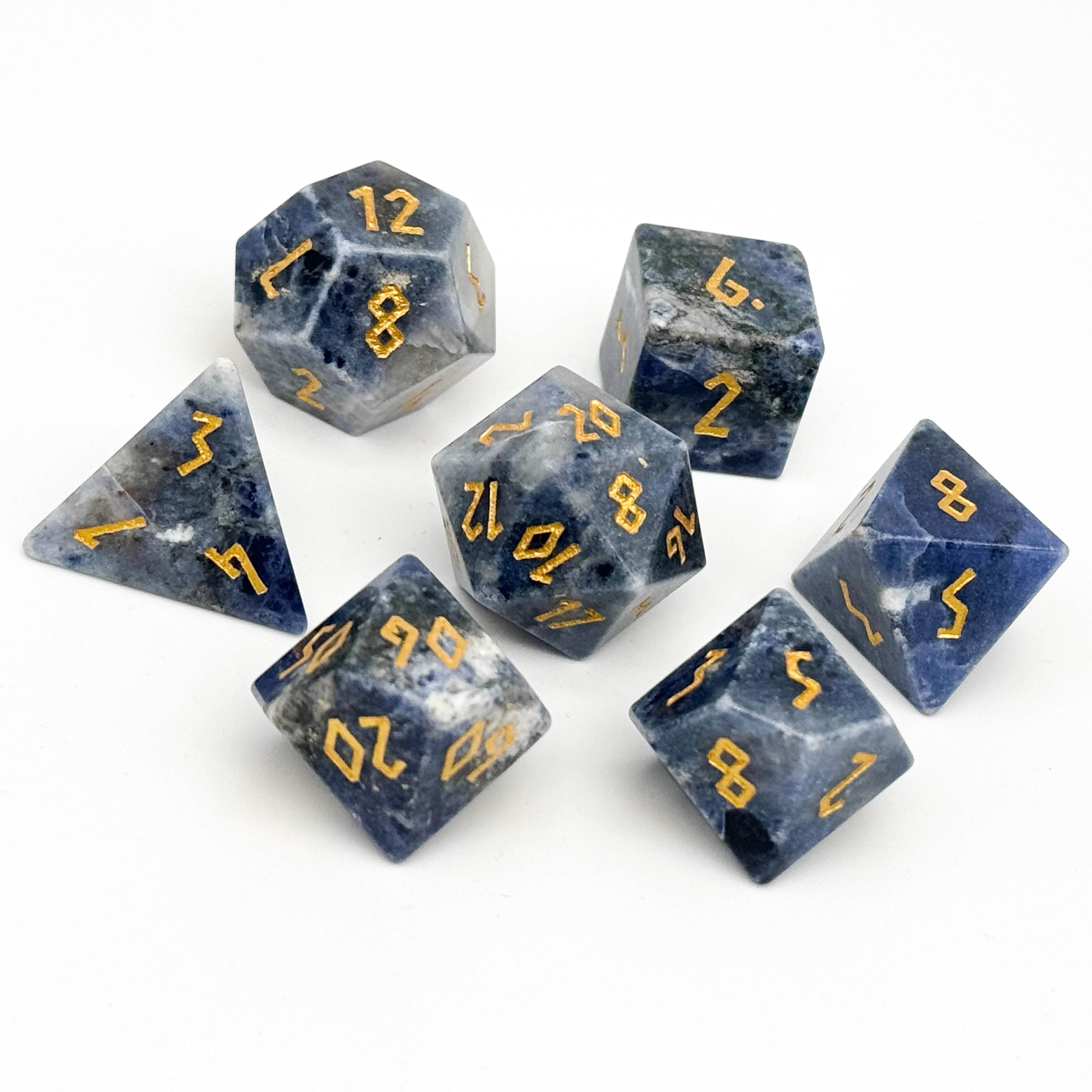 Blue-vein Stone - 7 Piece RPG Set Gemstone Dice | Grognard Games