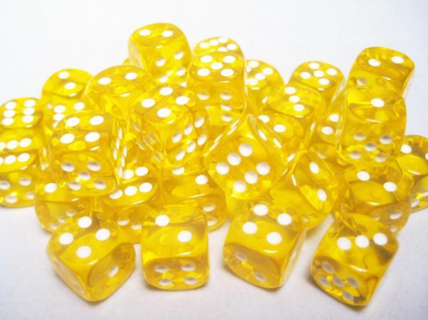 CHX23802 Translucent yellow/white 12mm (36) | Grognard Games