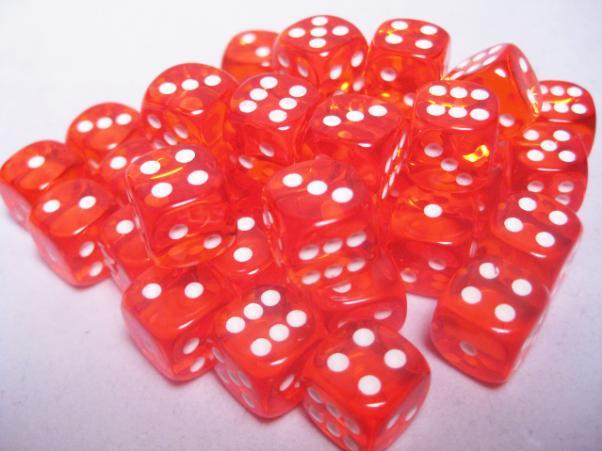 CHX23803 Translucent orange/white 12mm (36) | Grognard Games