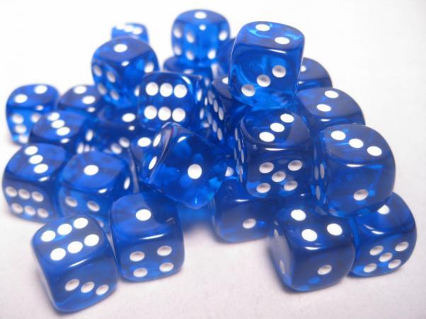 CHX23806 Translucent blue/white 12mm (36) | Grognard Games